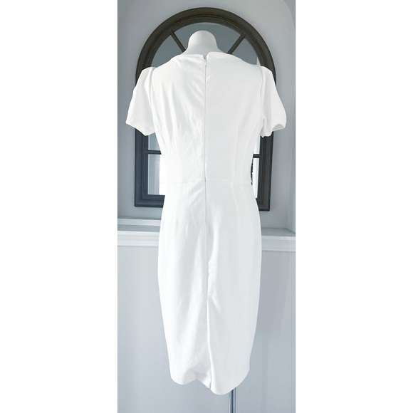 NEW Maggy London Short Sleeve Crepe Midi Dress, White/Ivory Size 14 New w/o Tag - Picture 4 of 11